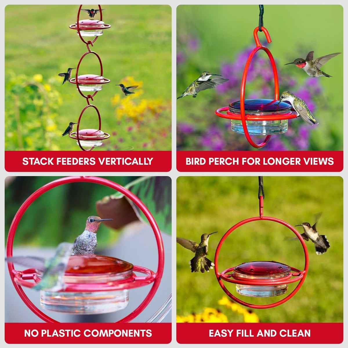 hummingbird feeder for outdoors hanging, 3.4 oz hummingbird showing dimensions