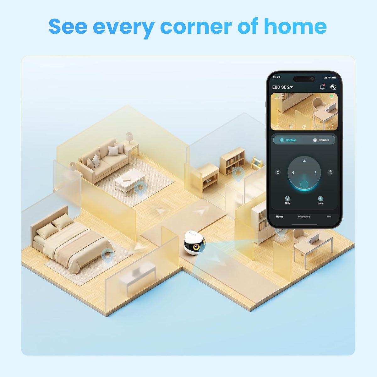 enabot ebo se 2 mobile pet camera: 2k, close-up detail