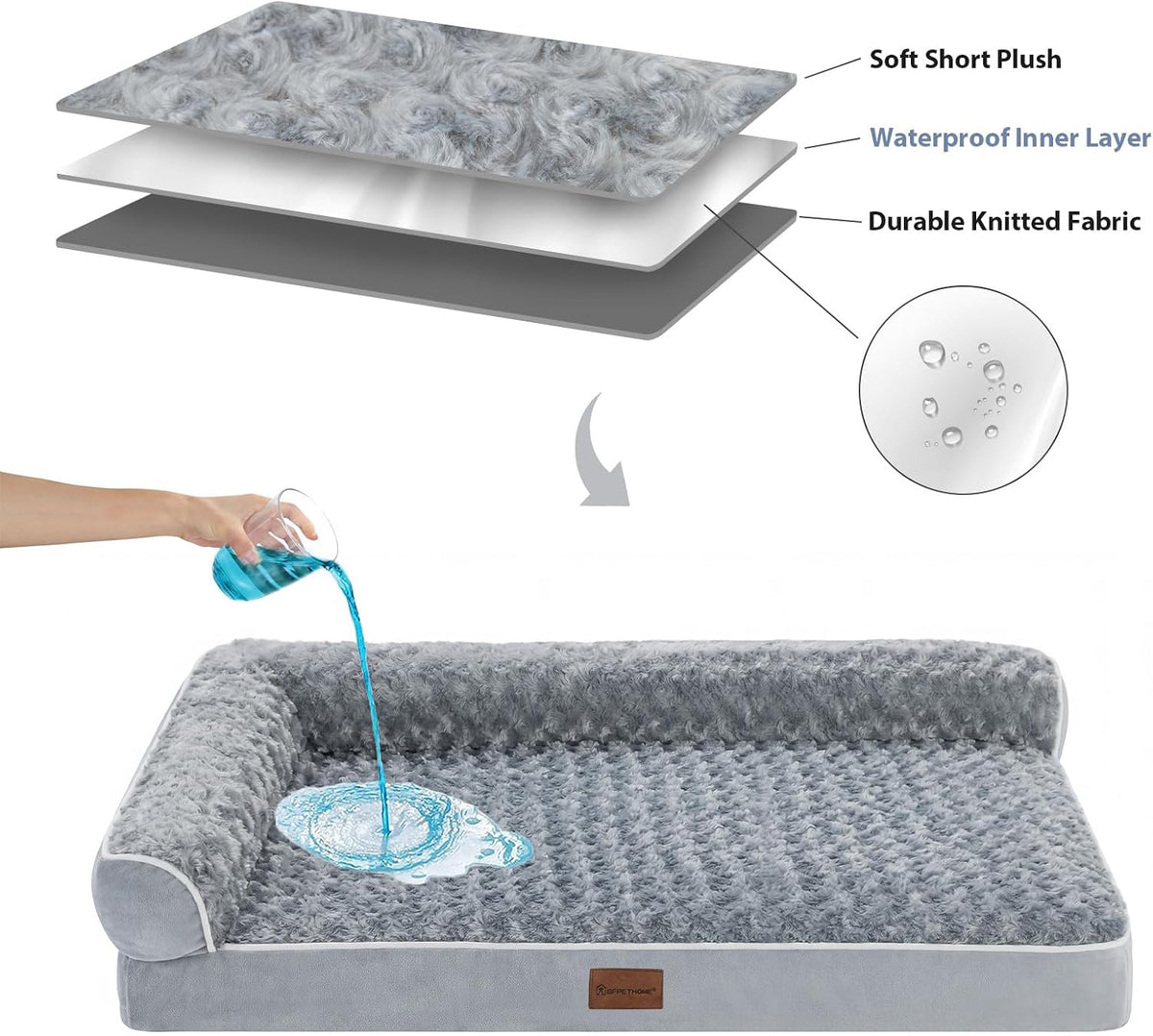 bfpethome orthopedic washable dog bed, sleeping couch for, side view