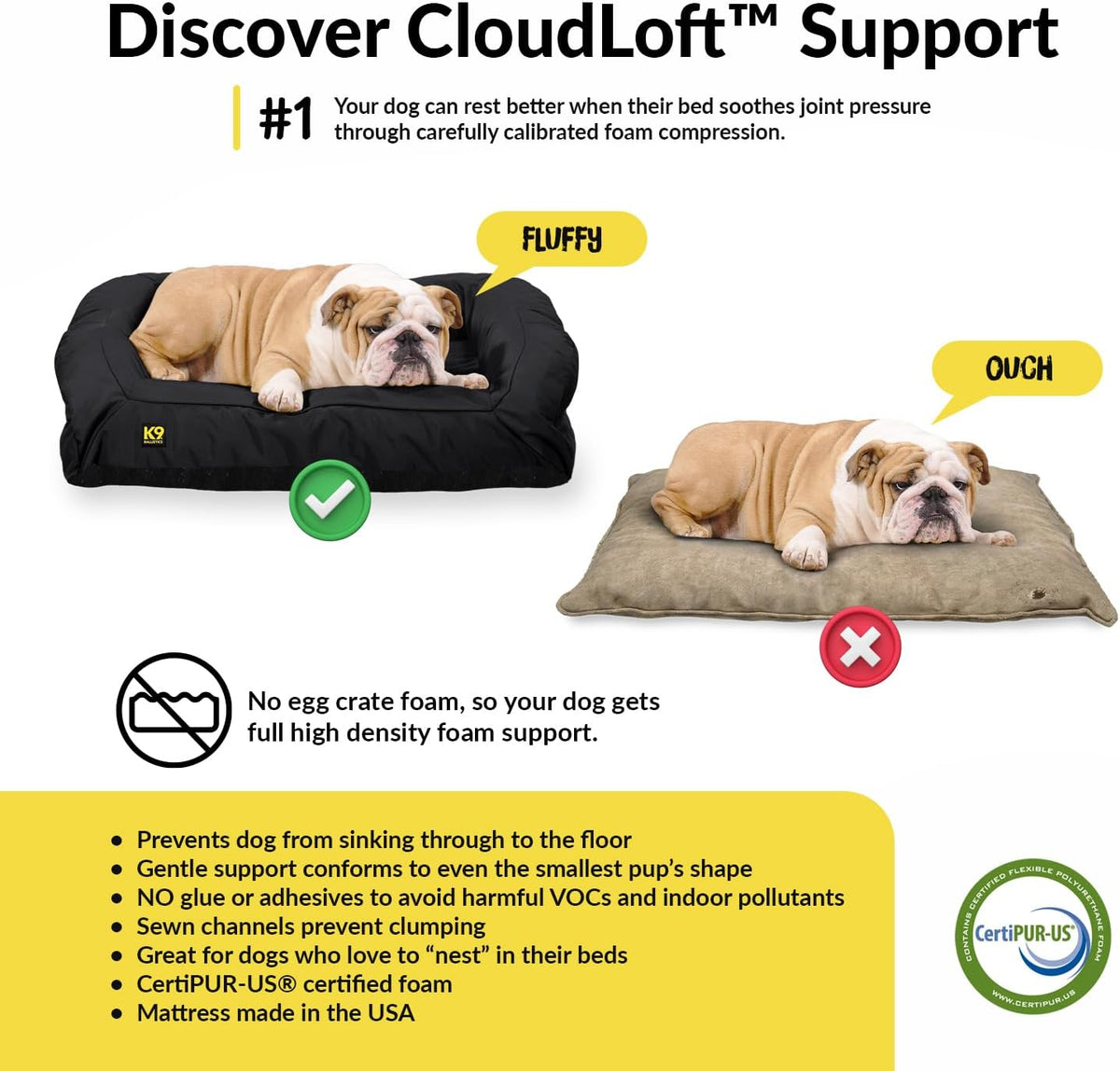k9 ballistics tough ripstop bolster pillow dog bed showing dimensions
