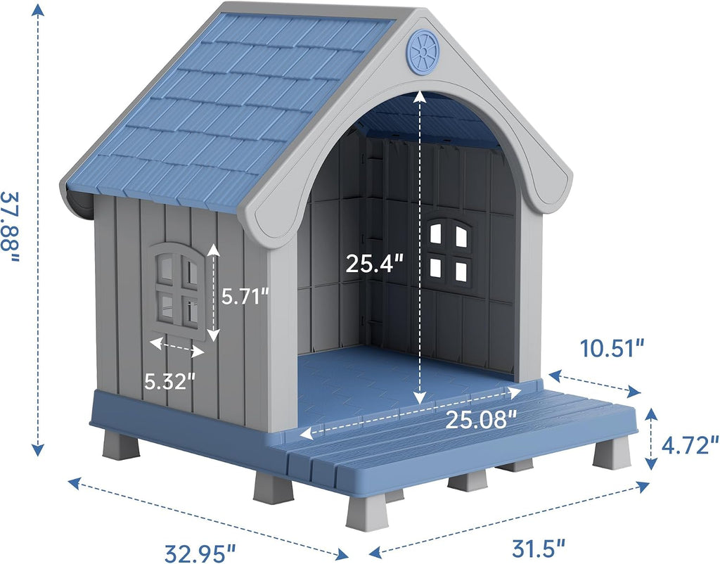 bifanuo dog house outdoor weatherproof with porch for shown in use