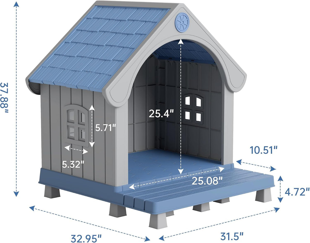 bifanuo dog house outdoor weatherproof with porch for shown in use