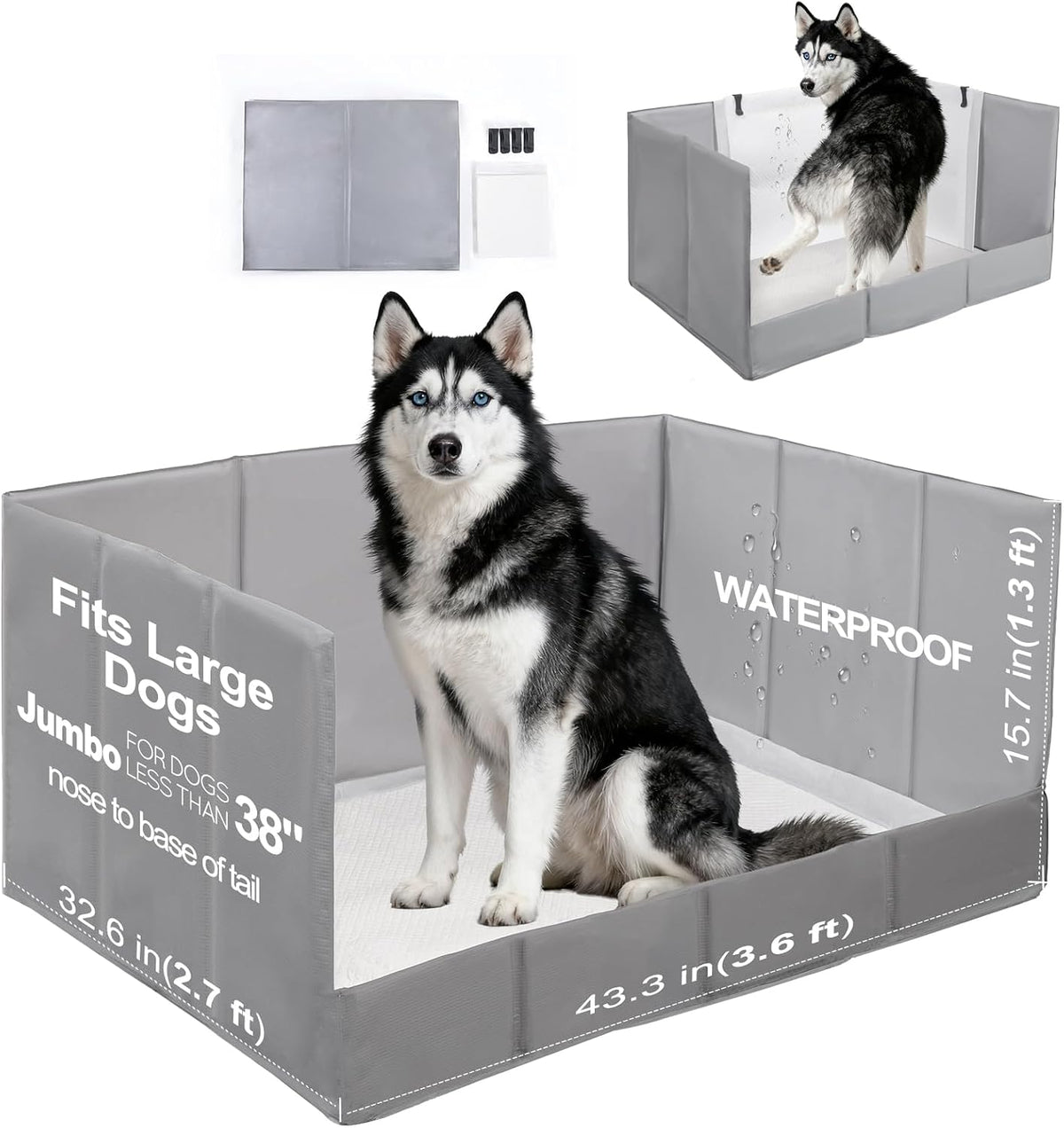hq4us 4legs dog litter box indoor high walls, main product view