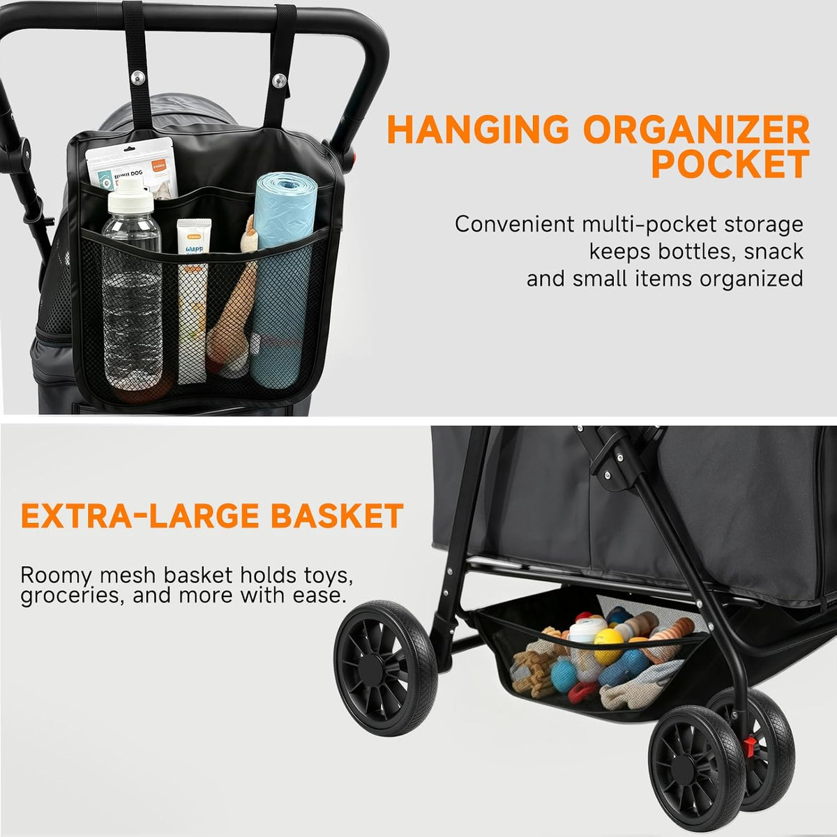dog stroller for large & medium dogs (up, side view
