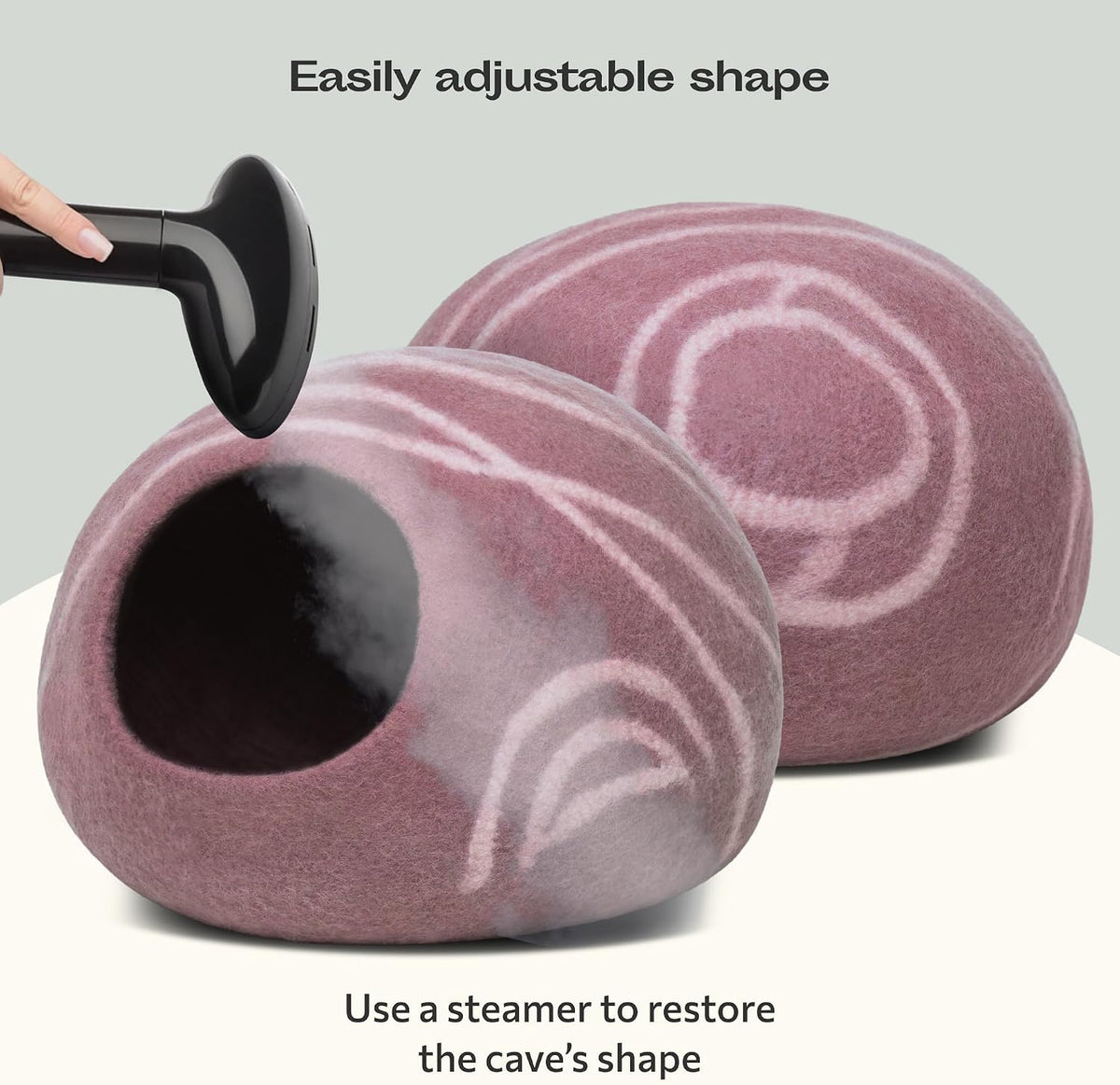 meowfia cat cave - merino wool bed for showing dimensions