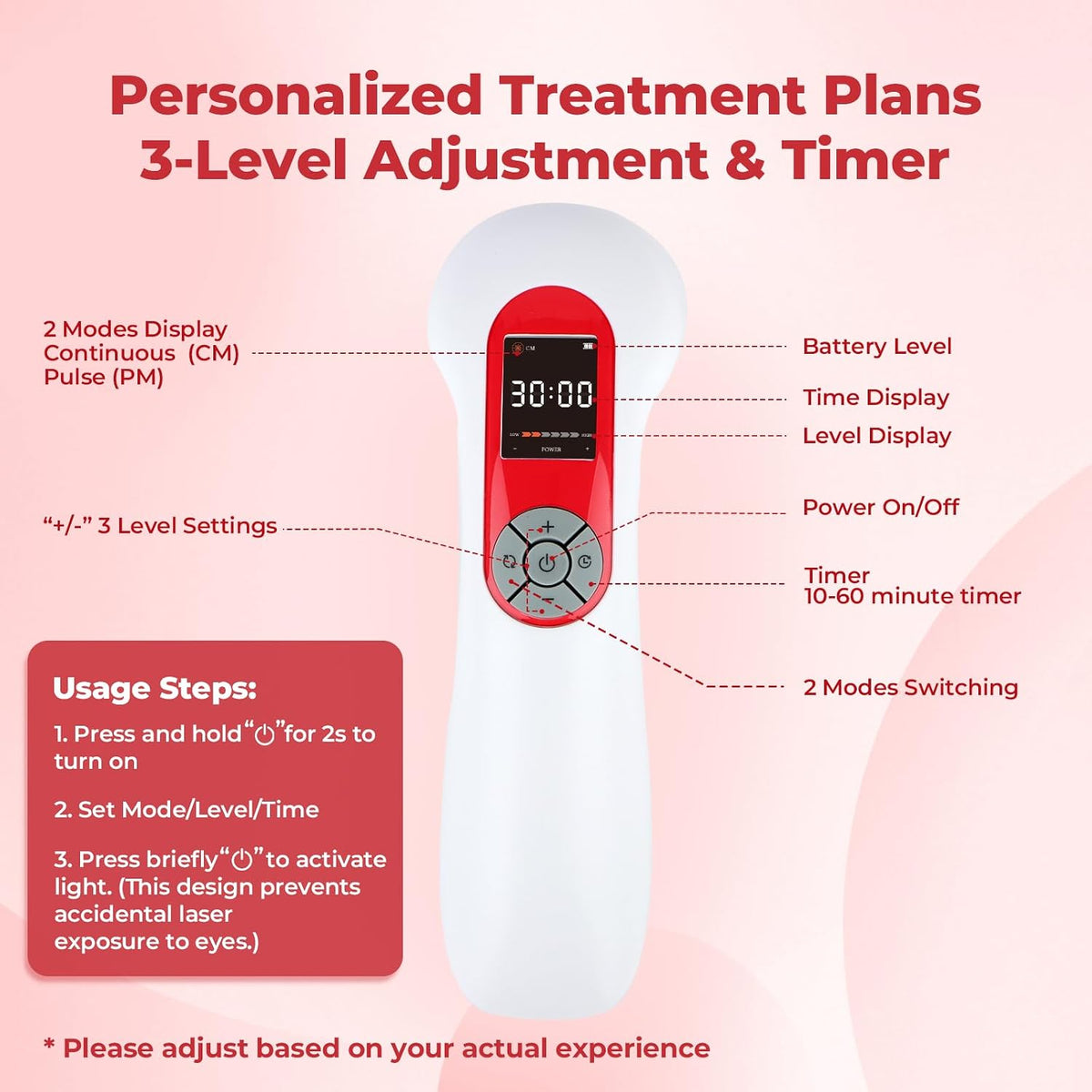 5000mah cold laser therapy device for dogs pets showing dimensions