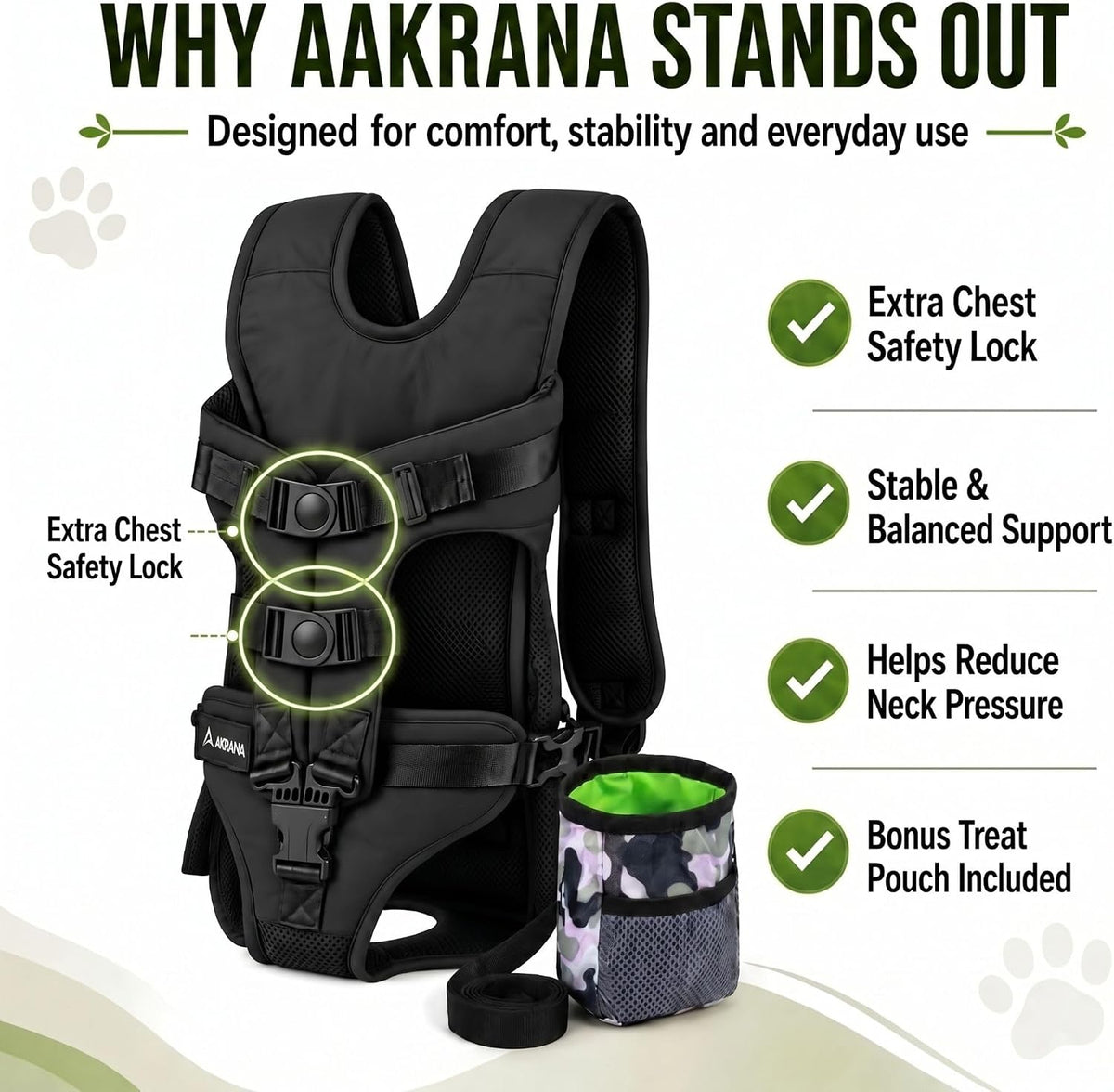 dog backpack carrier for small dogs (medium) showing dimensions