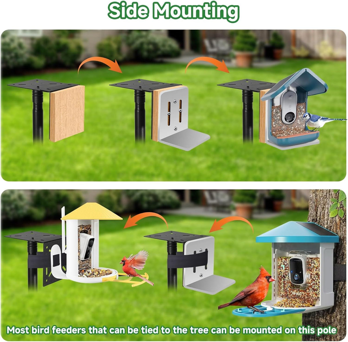 proerr smart bird feeder pole stand 79in,adjustable height, side view