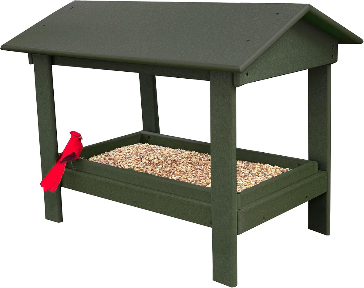 dutchcrafters plastic poly covered platform ground bird feeder, main product view