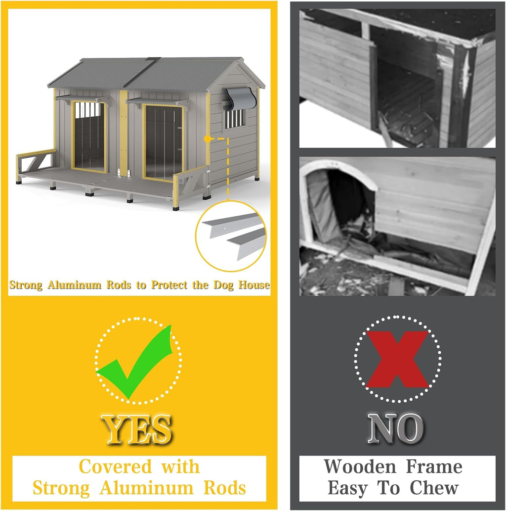 petscosset 59.4" l large dog house outdoor & shown in use