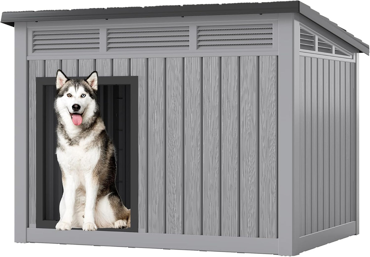 fancyango outdoor dog house for large dogs, outside, main product view