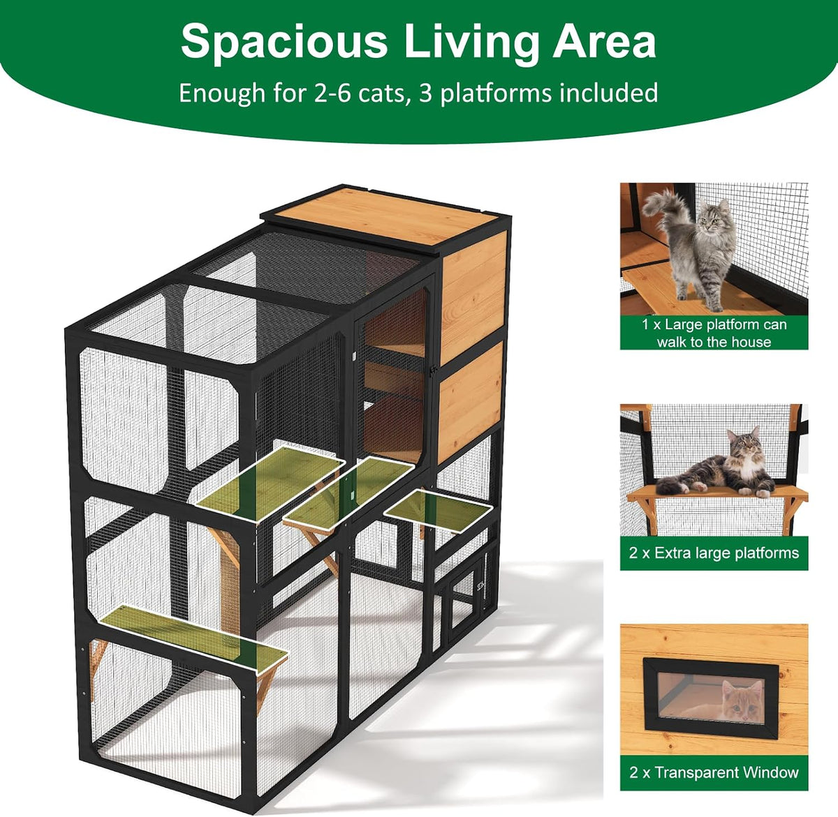 timhaka catio outdoor cat enclosure, 70 inch large shown in use