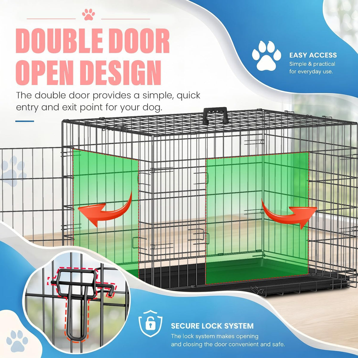 fdw dog crate for medium dogs 36 inch, close-up detail