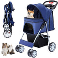 unisakey foldable 4-wheel pet stroller for dogs cats, main product view
