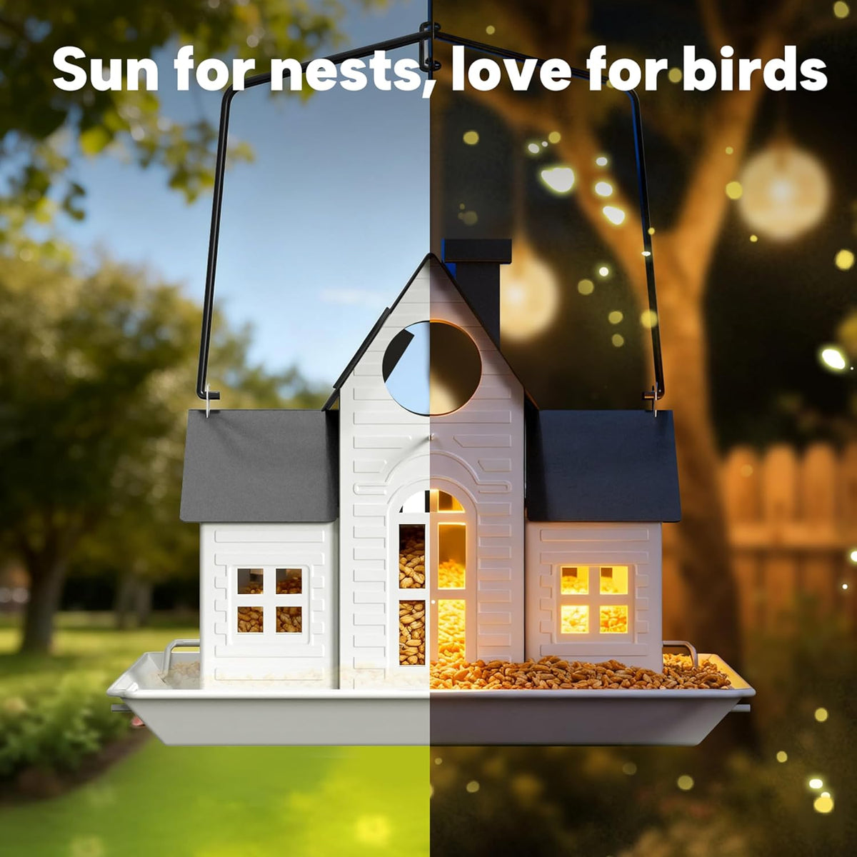 solar bird feeders for outdoors hanging,metal cardinal bird showing dimensions