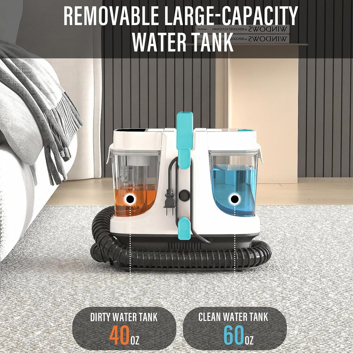 starrybot upholstery cleaner machine, 18kpa pet stain extractor(white, side view