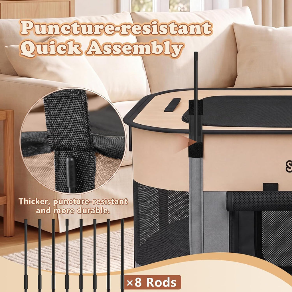 portable dog cat playpen, foldable dog crate kennel on a desk or shelf