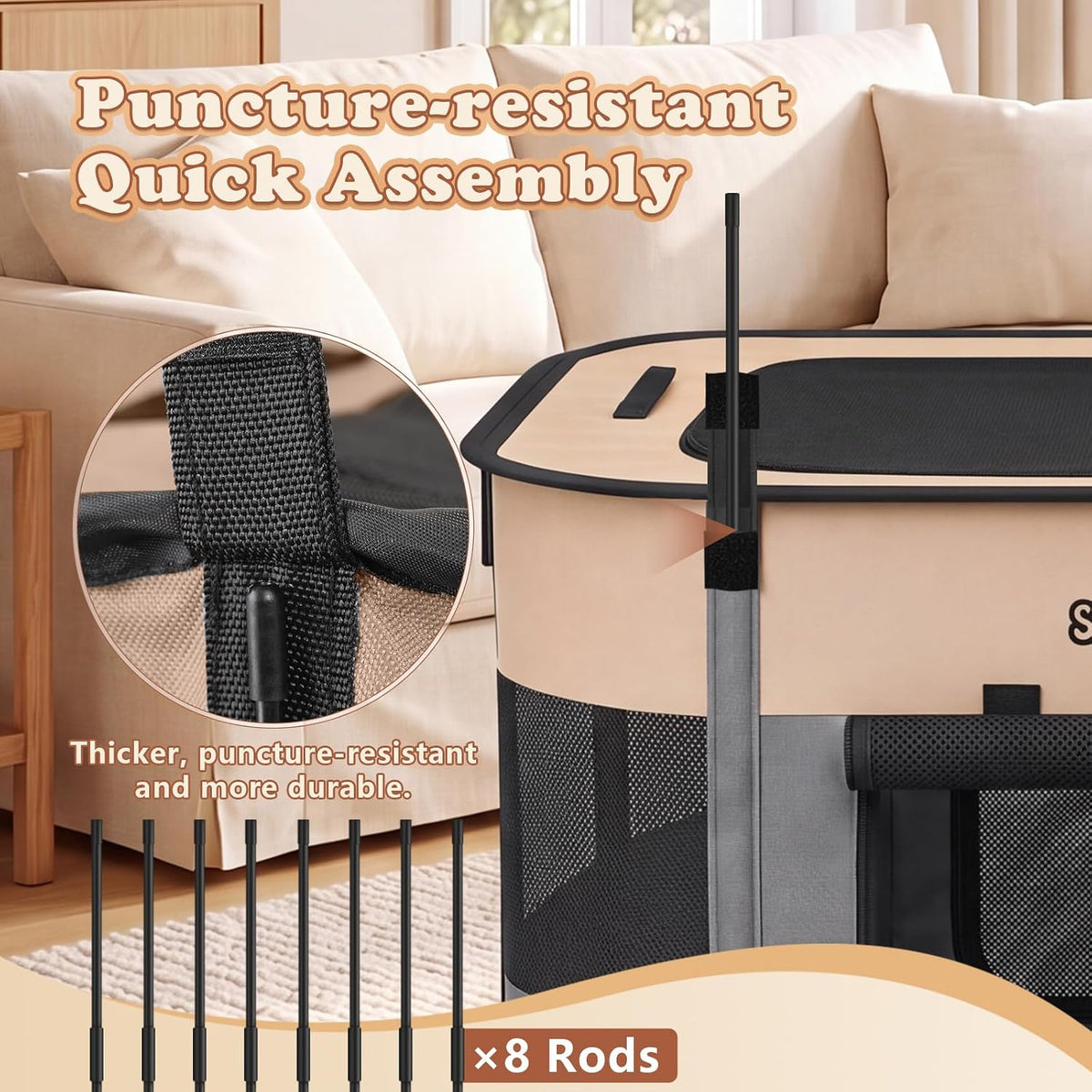 portable dog cat playpen, foldable dog crate kennel on a desk or shelf