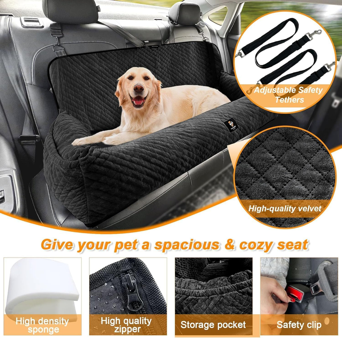 dog car seat for large dogs under 100, side view