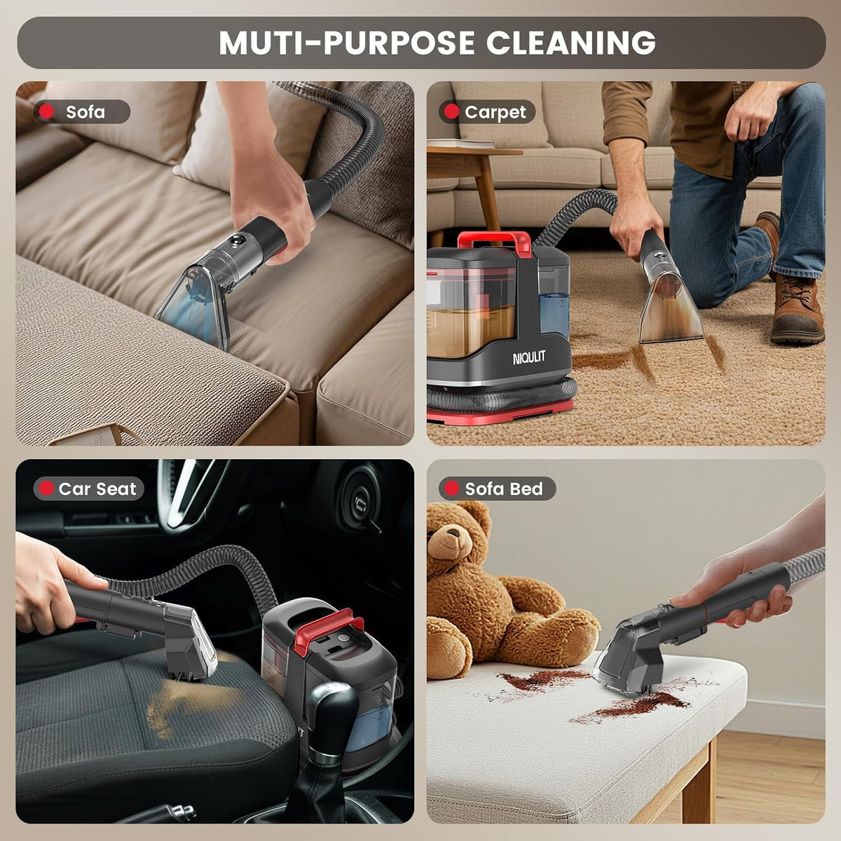 portable carpet & upholstery cleaner machine - 15kpa, side view