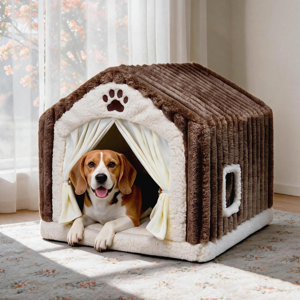 luxury dog house indoor, warm double-layer dog cave, main product view
