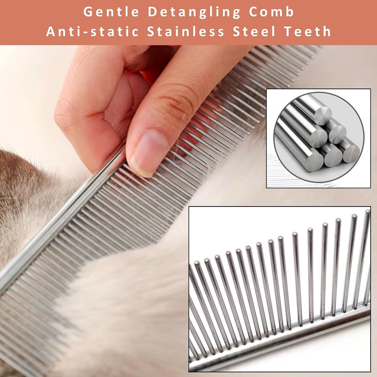 2-in-1 dog slicker brush & comb for golden showing dimensions