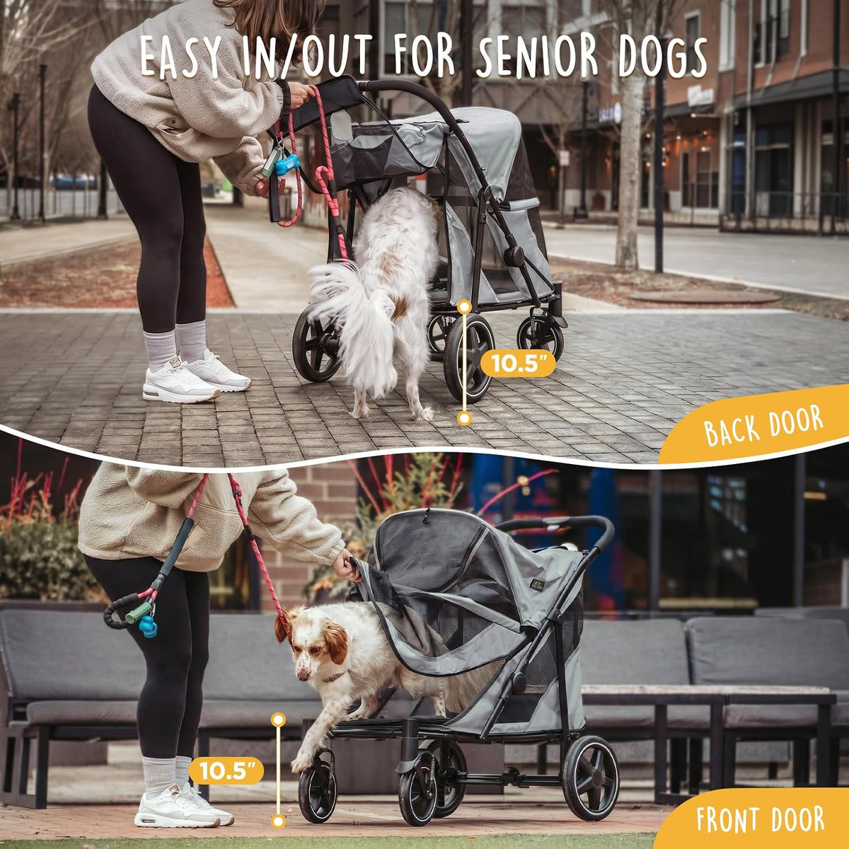 canine canyon all-terrain pet stroller for large & shown in use