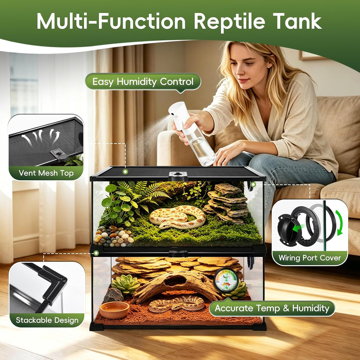 10 gallon reptile terrarium glass starter habitat with showing dimensions