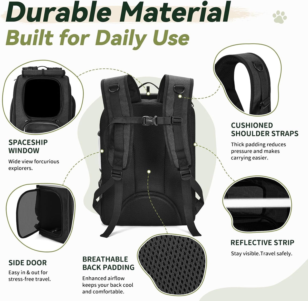 apollo walker cat carrier backpack, spacious, stable and on a desk or shelf