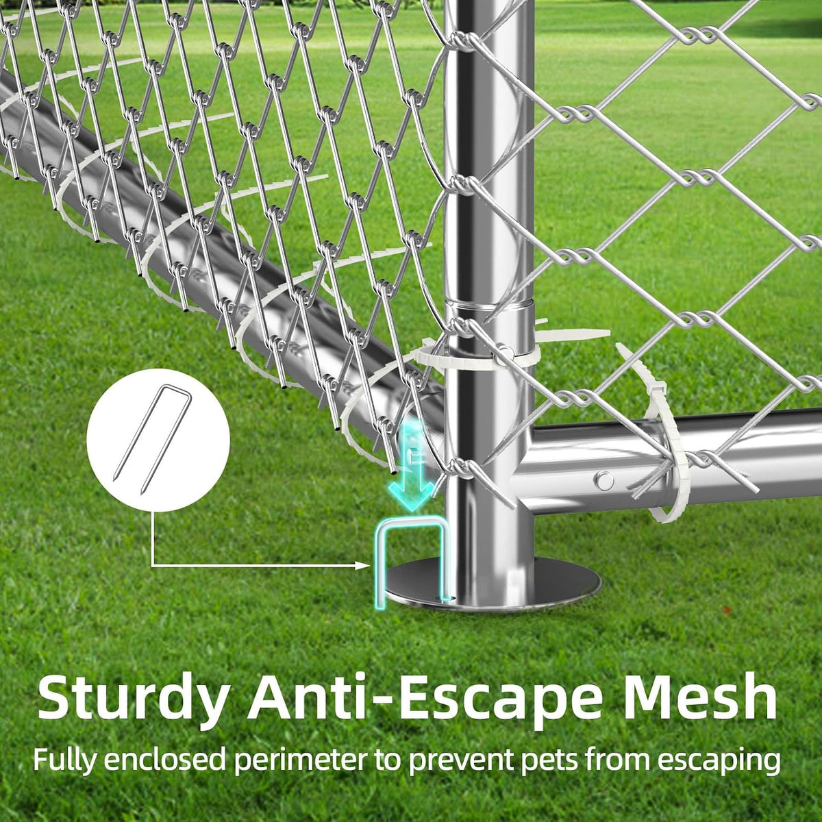 12.5x12.5 ft heavy duty outdoor dog kennel, galvanized showing dimensions