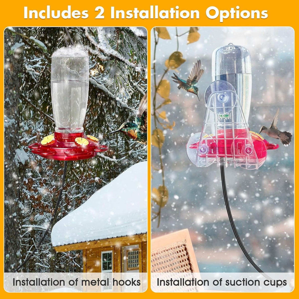 heated hummingbird feeders for winter outdoors, 15oz plastic showing dimensions