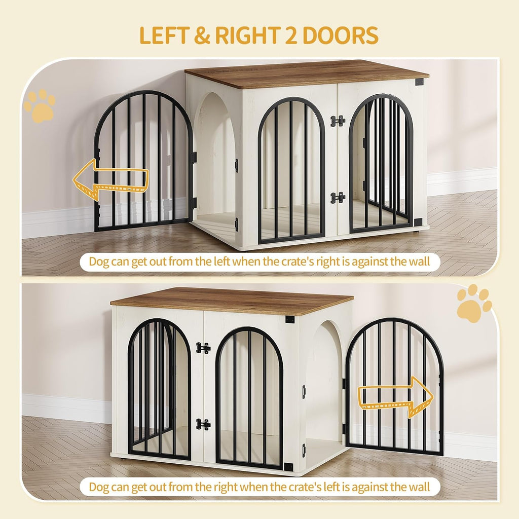 hzuaneri 31.5 in dog crate furniture,dog kennel indoor, side view