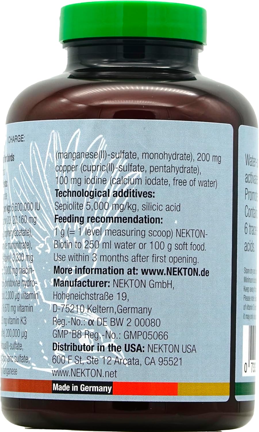 nekton-biotin for bird feathering 330gm/ 11.64oz, close-up detail