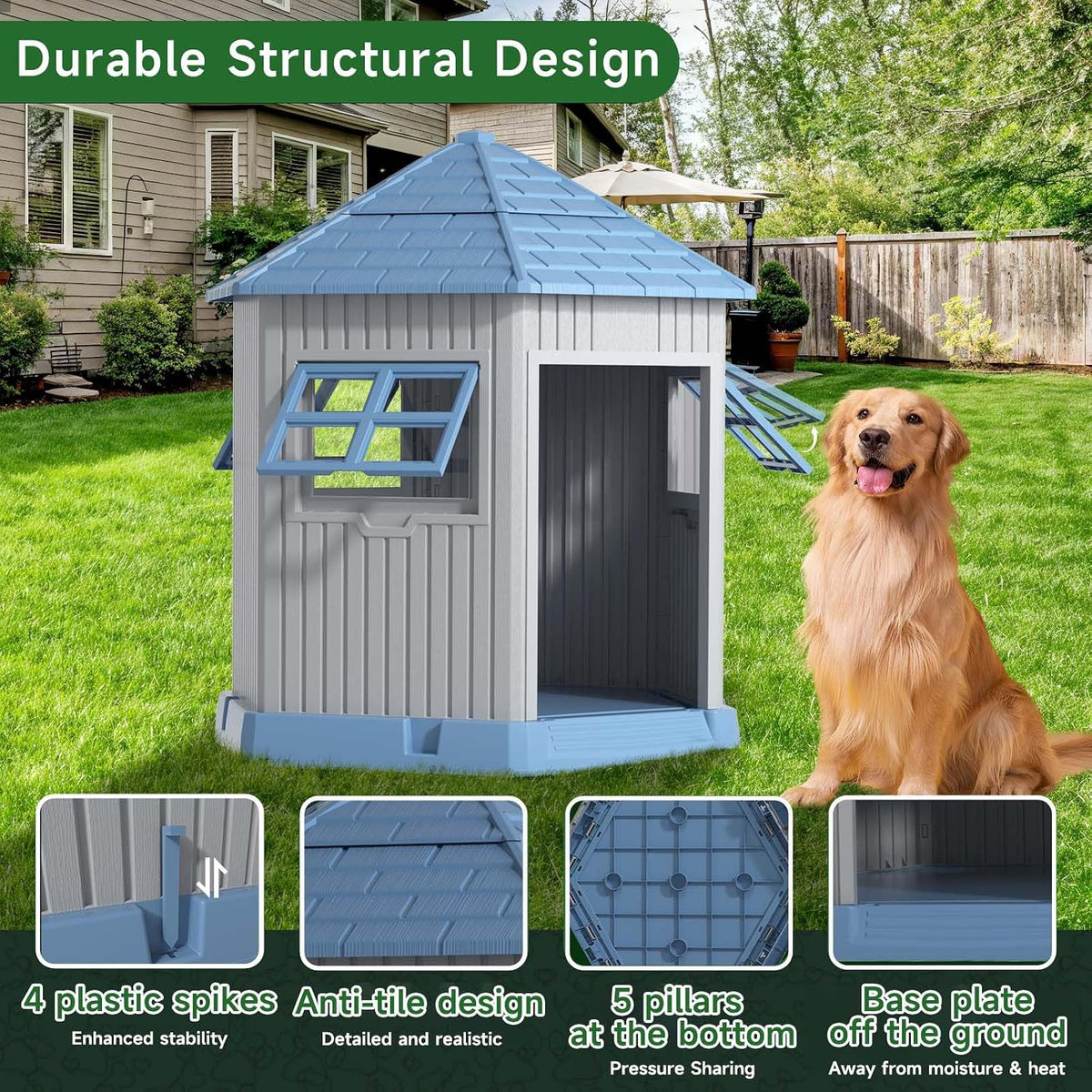 drato dog house indoor outdoor durable large dog, side view