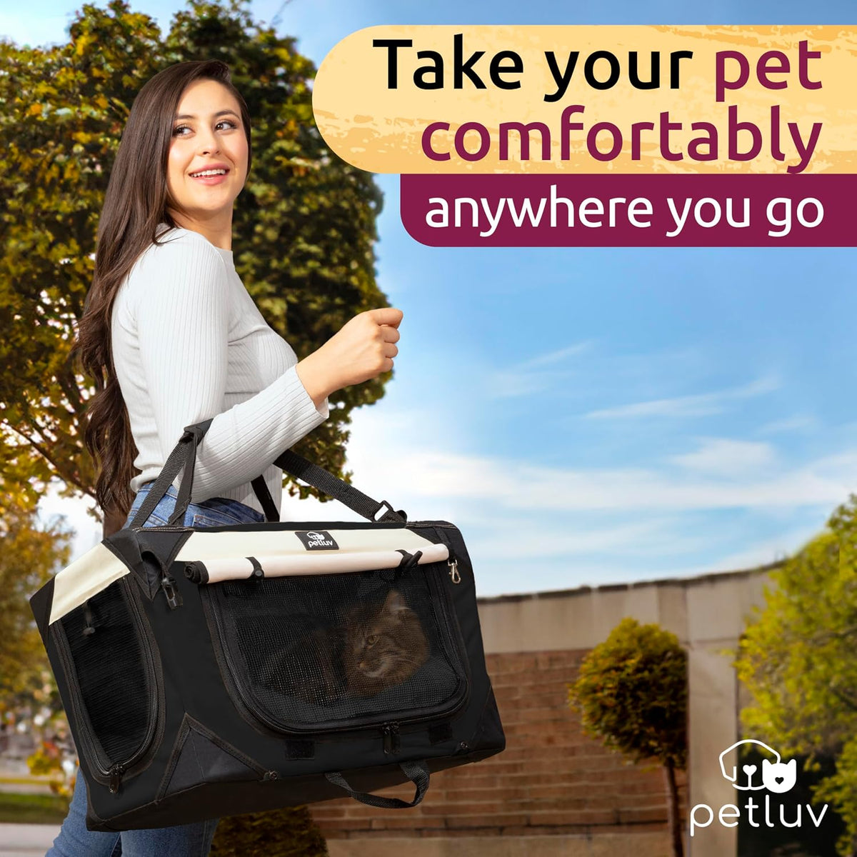cat & dog carrier, fits most cats or, side view