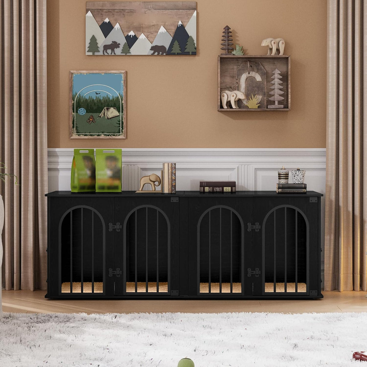 hzuaneri 63 in double dog crate furniture, dog, close-up detail