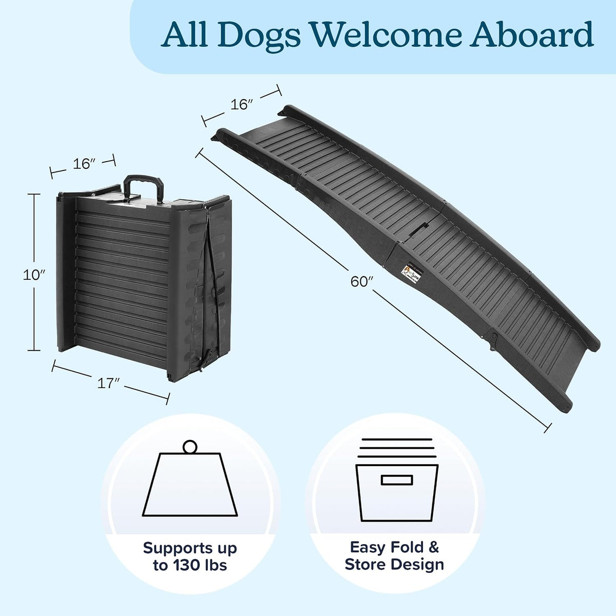 nonslip dog ramp - 60-inch tri-fold incline with shown in use