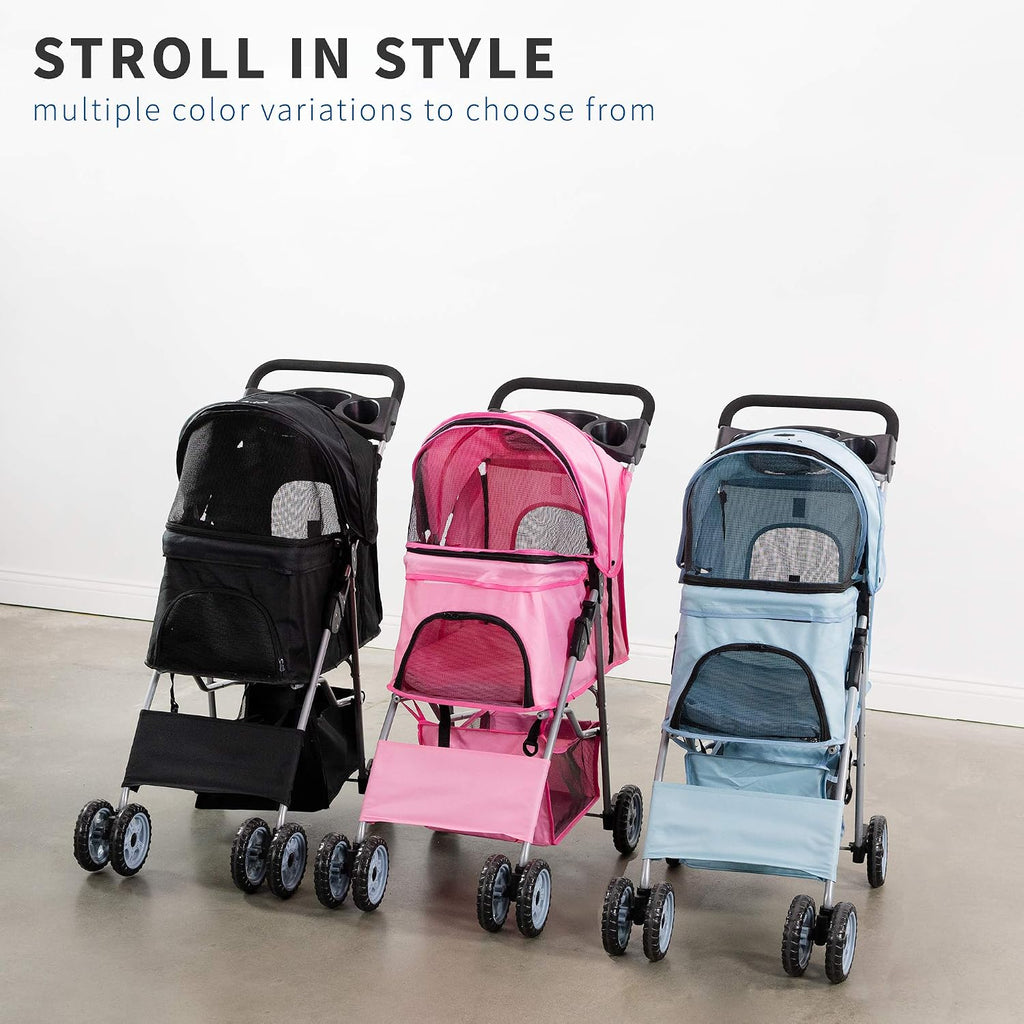 vivo black 4 wheel pet stroller for cat, view 9