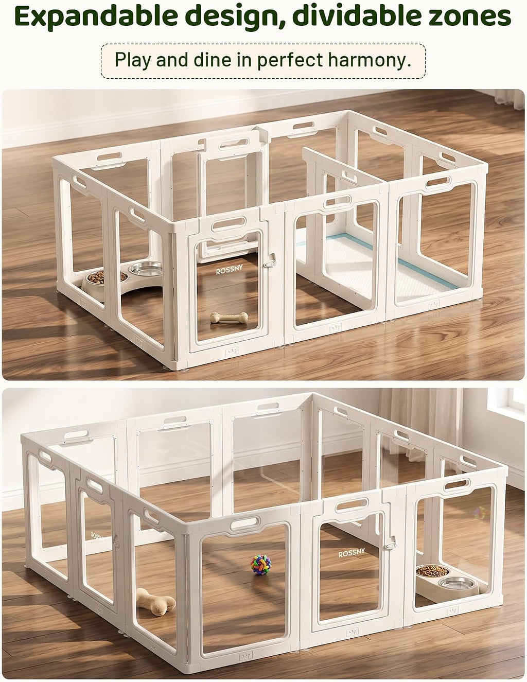 rossny puppy playpen for indoor, 12-panel acrylic pet shown in use