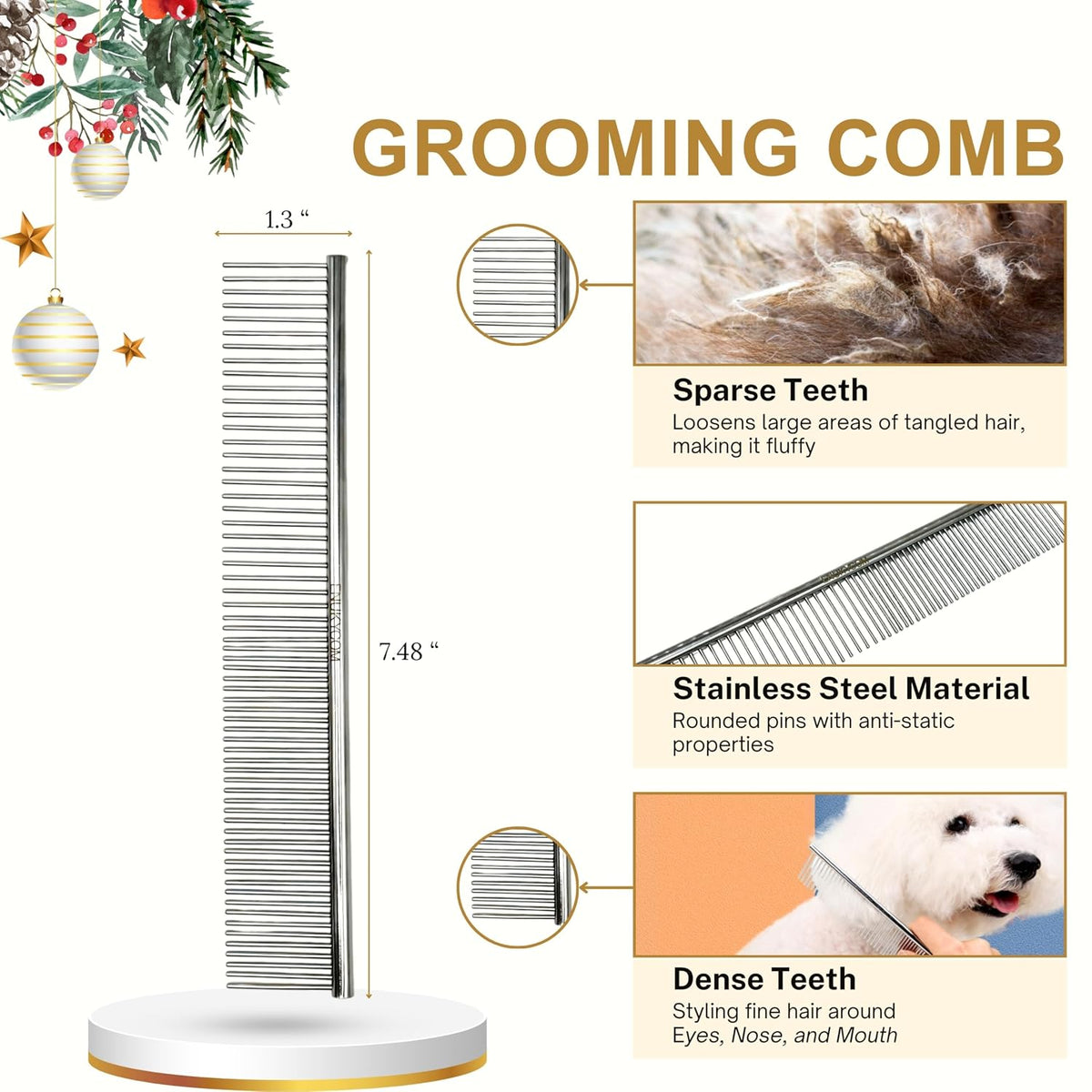 slicker brush for small dogs –grooming brush &, side view