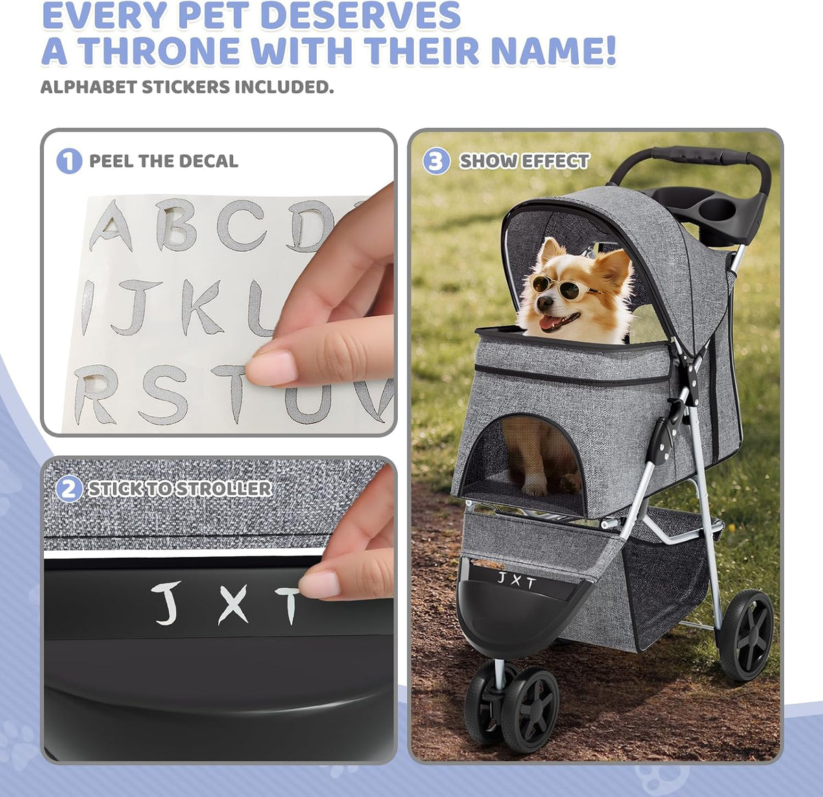 magshion 3-wheel pet stroller for small/medium dogs &, view 11