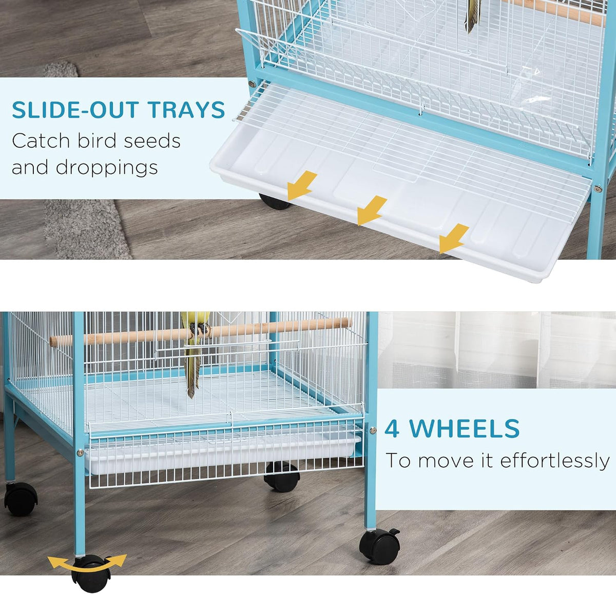 pawhut large bird cage 1.7 ft. width for showing dimensions