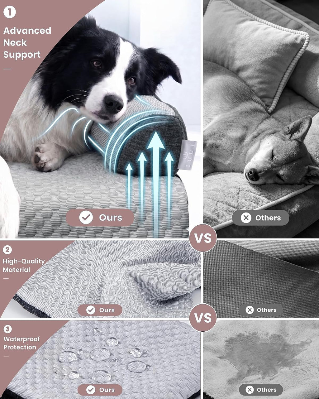 calming dog bed/mat for couch,faux rabbit fur pet, side view