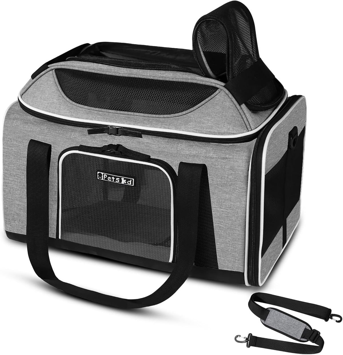 petskd top-expandable small pet carrier 18"x11"x11" airline approved, main product view