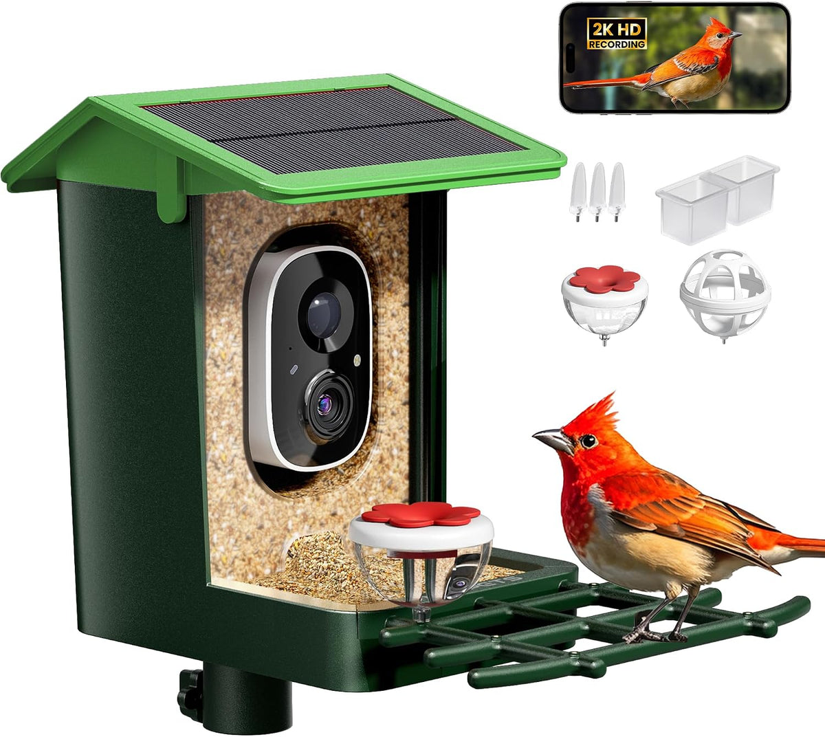 bird feeder with camera solar powered 2k hd, main product view