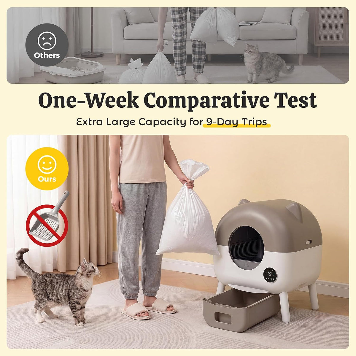 warcat self-cleaning litter box – app control, sensors, close-up detail