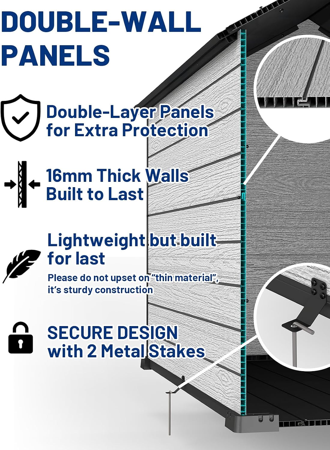 ehhly 57" extra large dog house outdoor,durable resin, front angle view
