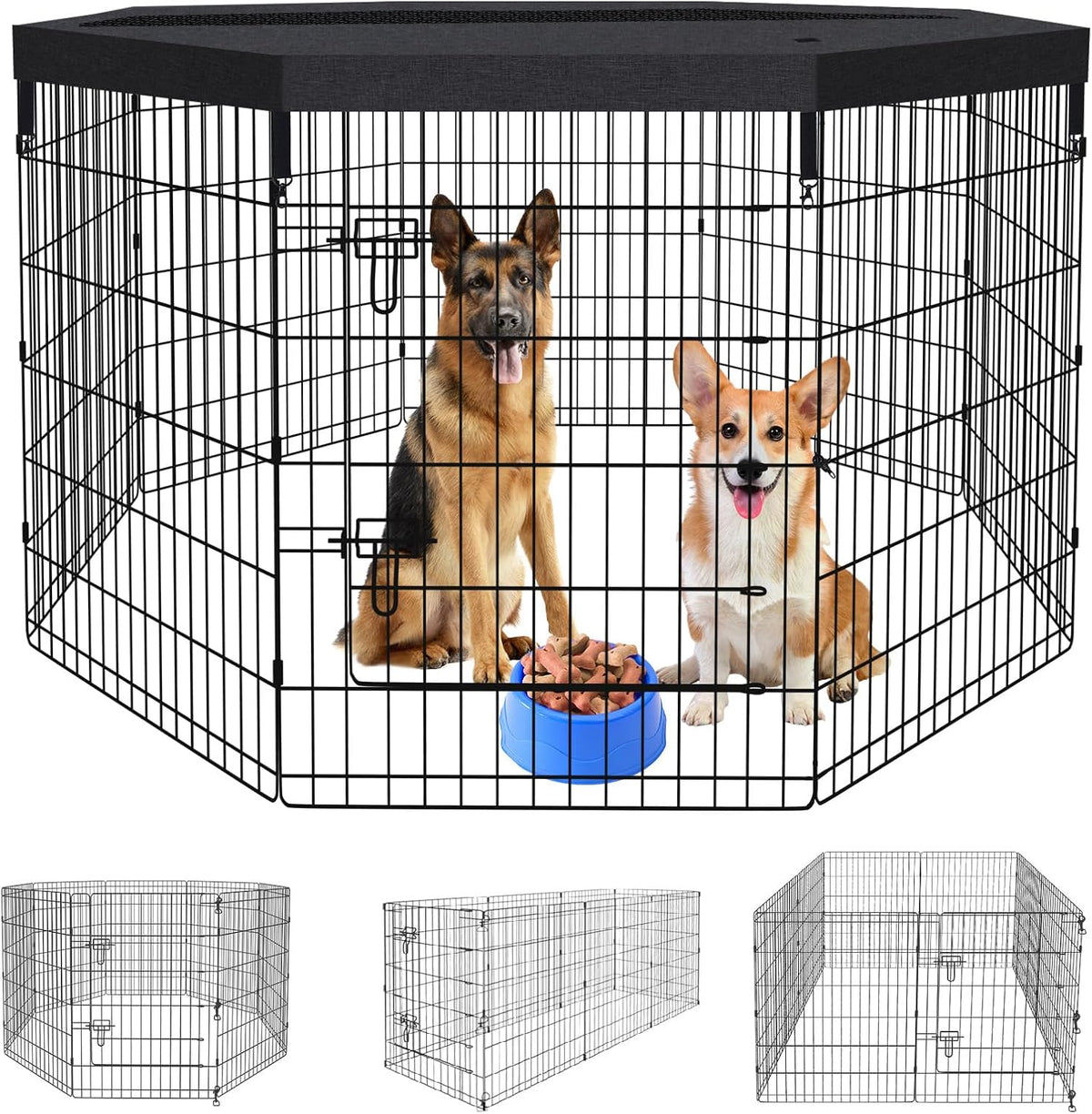 36"h dog playpen with top cover, 8 panel, main product view