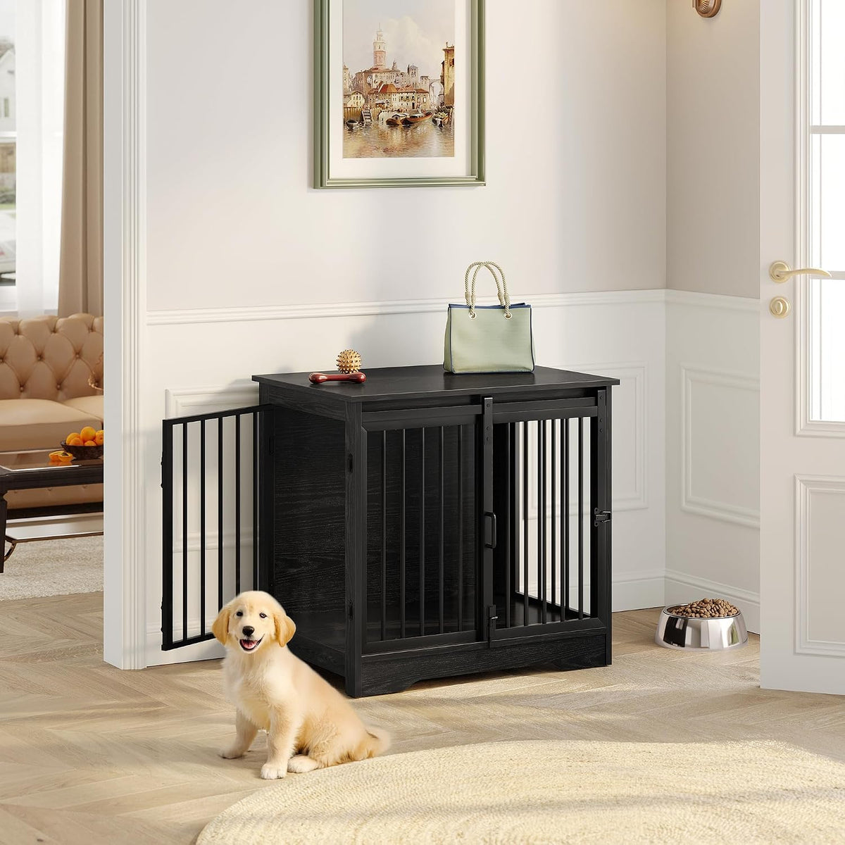 hzuaneri 27.2 in s dog crate furniture indoor, front angle view