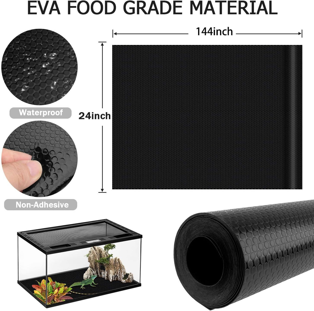 120 gallon reptile terrarium mat, bearded dragon liner showing dimensions